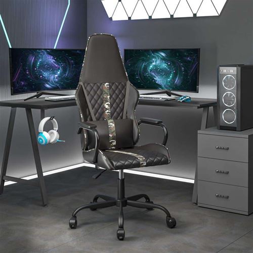 Vidaxl chaise de jeu noir et camouflage similicuir 