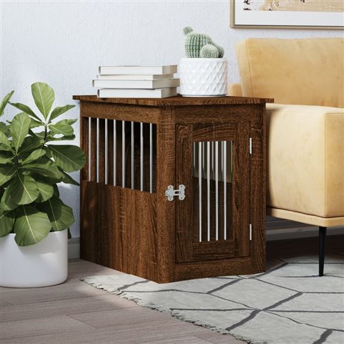 vidaXL Meuble de cage pour chiens chêne marron 45x62x59 cm