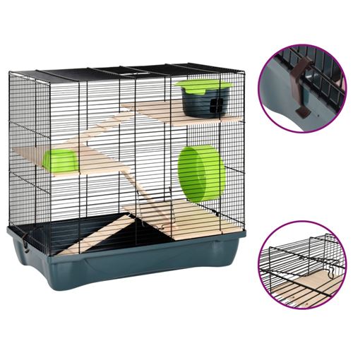 Meilleurs prix pour vidaXL Cage pour hamsters gris 58x32x54 cm polypropylène et métal
