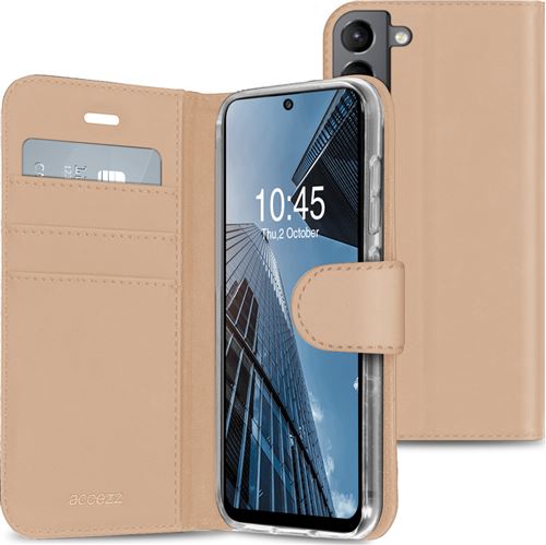 Coque Samsung Galaxy S21 FE Étui de téléphone portefeuille de coque silicone Wallet Accezz Cuir artificiel Doré