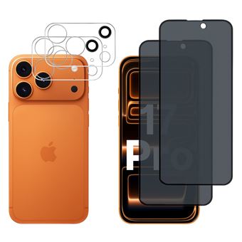 Verre Trempé Anti Espion pour iPhone 17 PRO et Protection Caméra [Pack 2] Film Vitre Protection Phonillico® - 1
