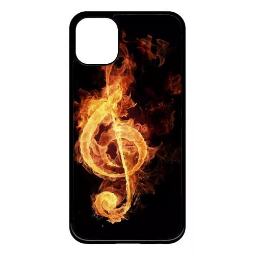 Coque My-Kase pour iPhone 11 - 154 clef de sol en feu - Plastique Noir