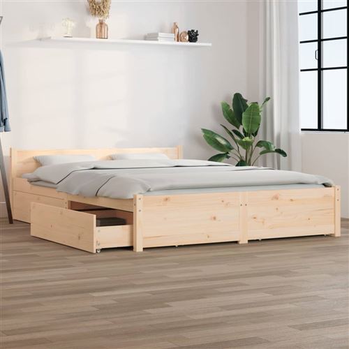 vidaXL Cadre de lit avec tiroirs 135x190 cm Double