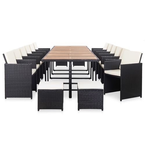 Vidaxl salon de jardin 17 pcs avec coussins r&eacute;sine tress&eacute;e noir 46432