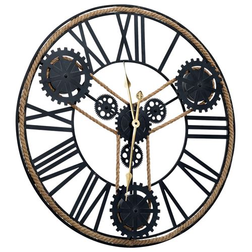 vidaXL Horloge murale Noir 70 cm Métal