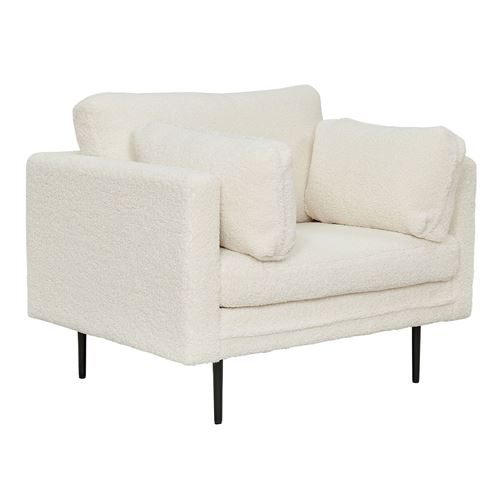 Non Communiqué Blanc Fauteuil Design Bouclette "Boom" 110Cm