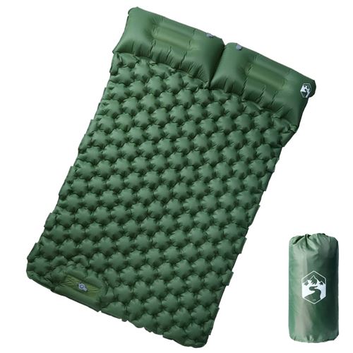 vidaXL Kampeermatras met kussens zelfopblazend 2-persoons groen4007102