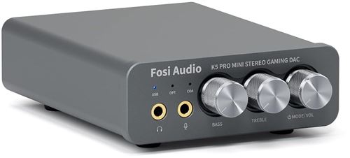 Fosi Audio K5 Pro Amplificateur Casque, DAC, Convertisseur Audio USB C/Optique/Coaxial, Compatible PS5/PC/MAC
