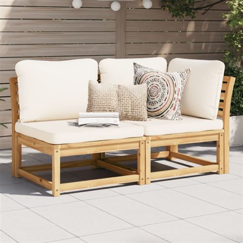Set Salotto Da Giardino 2 Pz Con Cuscini Legno Massello Acacia - Vidaxl