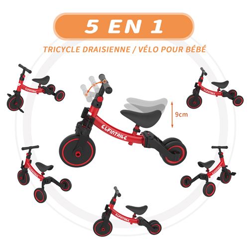 Tricycle Besrey Draisienne Velo Pour Les Enfants De 1 A 4 Ans Rouge Tricycles Achat Prix Fnac