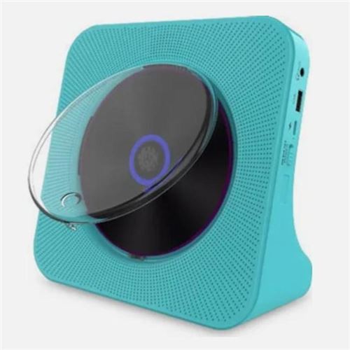 Brightake Lecteur CD rétro avec Bluetooth, rechargeable, lecture USB, radio FM télécommande, lecture programmée, bleu
