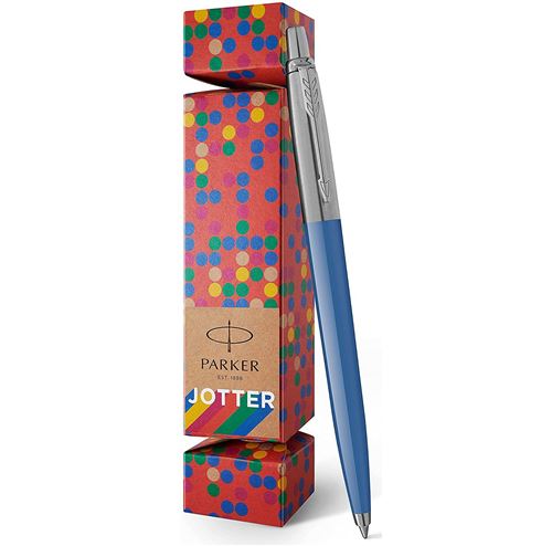 PARKER Jotter Originals Cracker, Stylo bille, Bleu Denim, recharge bleue pointe moyenne