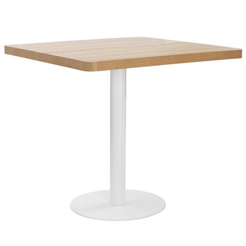 Non Communiqué Marron Clair Et Blanc Table De Bistro Marron Clair 80X80 Cm Mdf