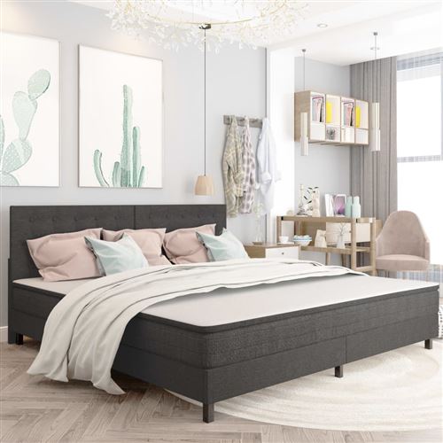 Vidaxl sommier tapissier gris fonc&eacute; tissu 200x200 cm 3054715