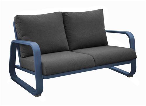 PROLOISIRS Canapé 2.5 places Antonino sofa en aluminium/coussins - bleu/gris