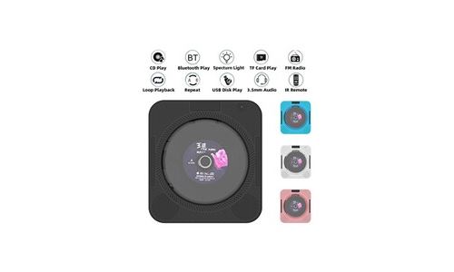 Lecteur de musique cd portable à montage mural bluetooth télécommande, radio fm, hifi, haut-parleur avec usb, écran led 3. 5mm