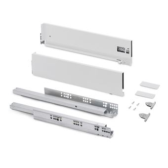 Emuca Tiroir extérieur Vertex avec réglages 3D hauteur 131mm, 40kg, profondeur 450mm, Acier, Peint en blanc - 1