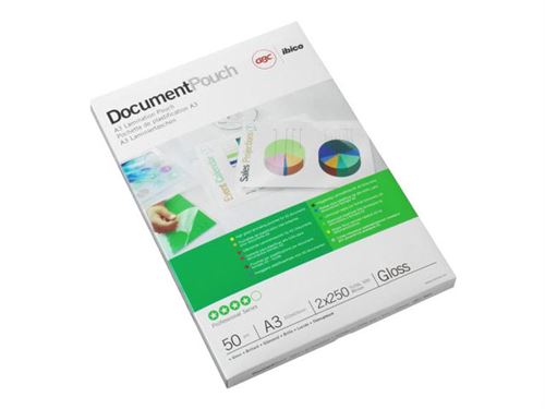 GBC Document Laminating Pouch - 250 microns - pack de 50 - brillant - A3 (297 x 420 mm) pochettes plastifiées