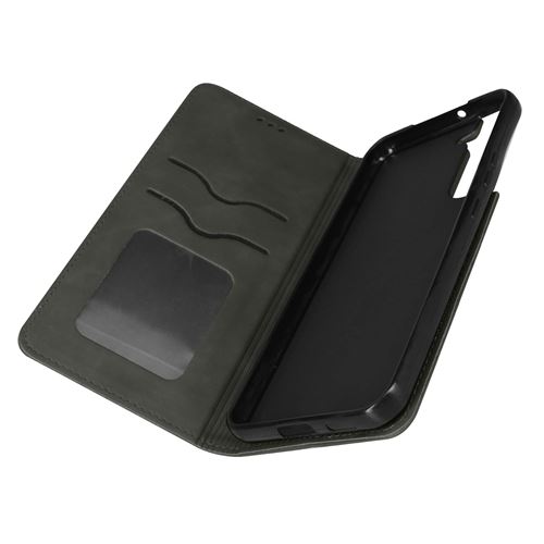 Avizar Etui Folio pour Samsung Galaxy S22 Plus Porte Carte Simili Cuir Daim Avizar gris
