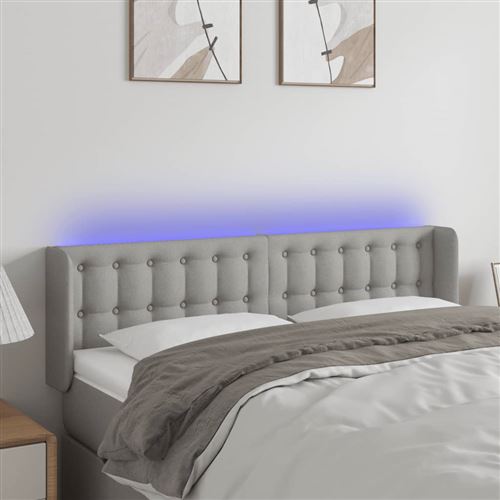 vidaXL Tête de lit à LED Gris clair 147x16x78/88 cm Tissu3123668