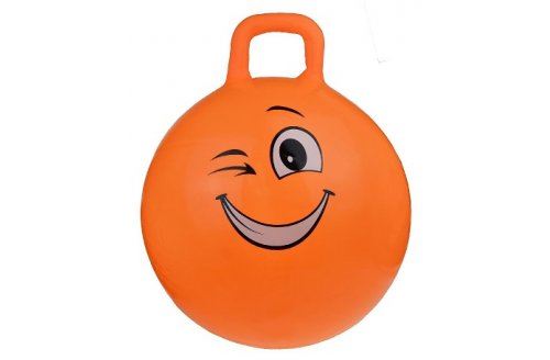 Ballon sauteur enfant skippy hop 55 cm orange  visage clin d'oeil - avec poignee - pvc epais et resistant - jusqu'a 50 kg - jouet motricite  equilibre  gym