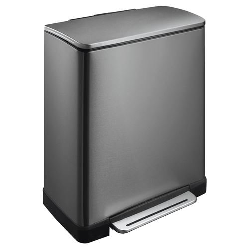 Poubelle de tri 3 x 18L acier noir