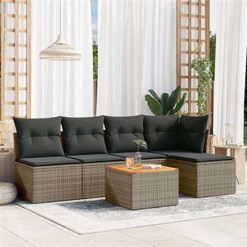 Non Communiqué Gris Vidaxl Salon De Jardin Avec Coussins 6 Pcs, Canapés De Terrasse, Ensemble De Meubles De Patio, Mobilier D'extérieur, 3255934