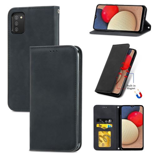 MPFRANCE Housse pour Samsung Galaxy A03S Noir [Velours]