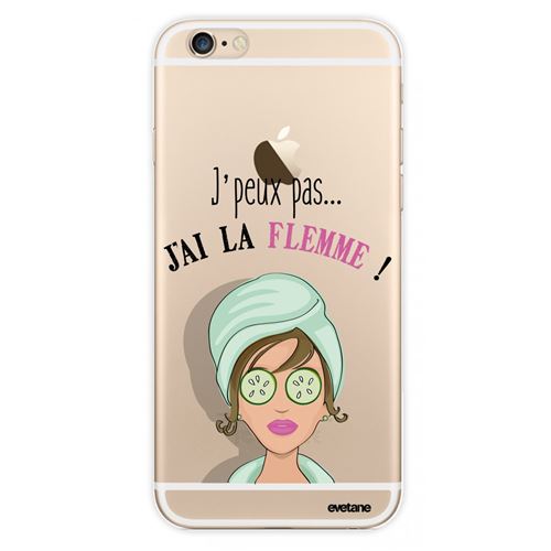 Coque pour iPhone 6/6S souple transparente J'ai La Flemme Motif Ecriture Tendance [Evetane®]