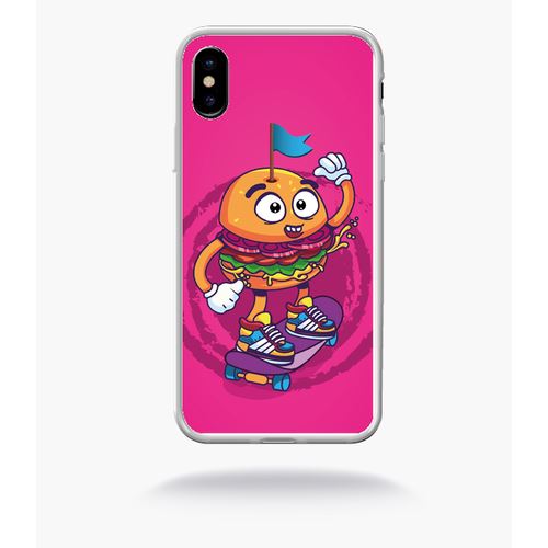 Coque Burger Fond Rose Compatible Apple Iphone 10 Bord Transparent