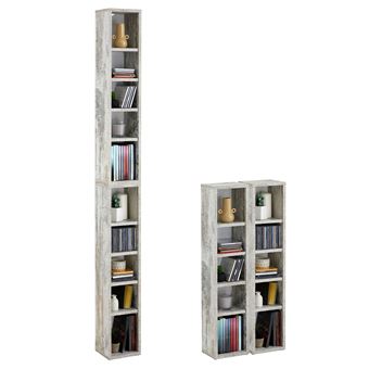Etagères modulables MUSIQUE pour CD et DVD, en mélaminé décor shabby chic - 1