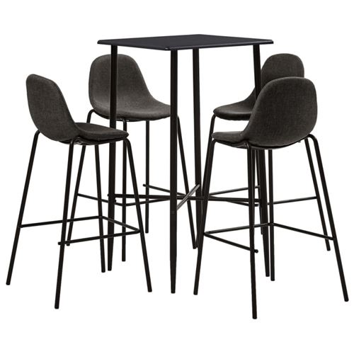Vidaxl ensemble de bar 5 pcs tissu gris fonc&eacute; 279956
