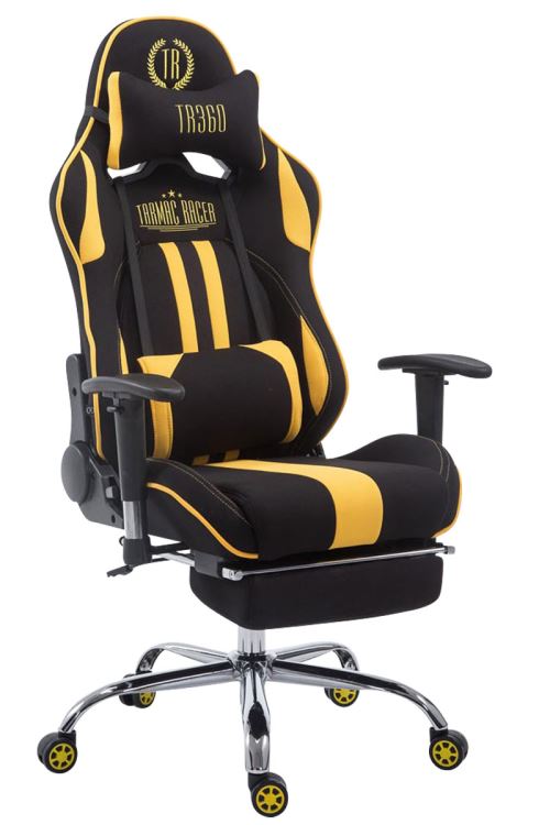 Fauteuil de bureau racing Limit tissu avec ou sans repose-pieds Noir / Jaune avec repose-pieds