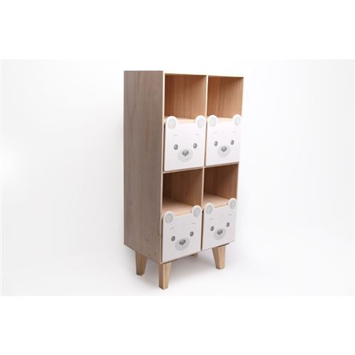 Etagère enfant Ourson - L. 40 x H. 82 cm - Blanc