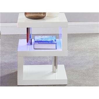 Chevet Lylia Mdf Laque Blanc Avec Leds Blanc Achat Prix