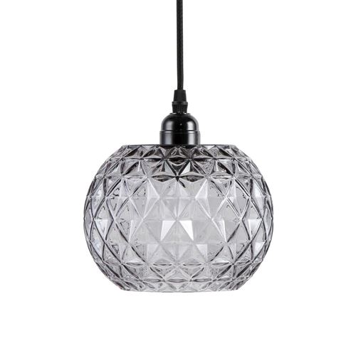 Paris Prix Gris Lampe Suspension En Verre "Corvus" 18Cm
