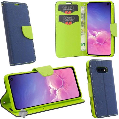 Housse etui coque pochette portefeuille pour Samsung Galaxy S10e avec film ecran - BLEU / VERT