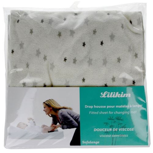 Drap housse pour SOFALANGE en viscose Etoile Grise - LILIKIM