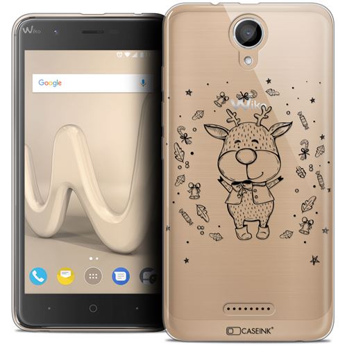 Coque Crystal Gel Wiko Harry (5 ) Extra Fine Noël 2017 - Sketchy Cerf
