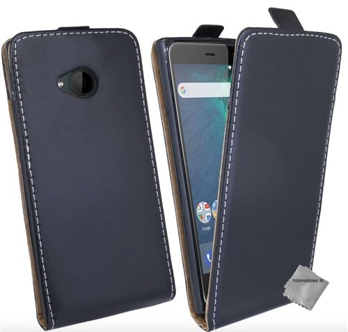 Housse etui coque pochette PU cuir fine pour HTC U11 Life avec verre trempe - NOIR