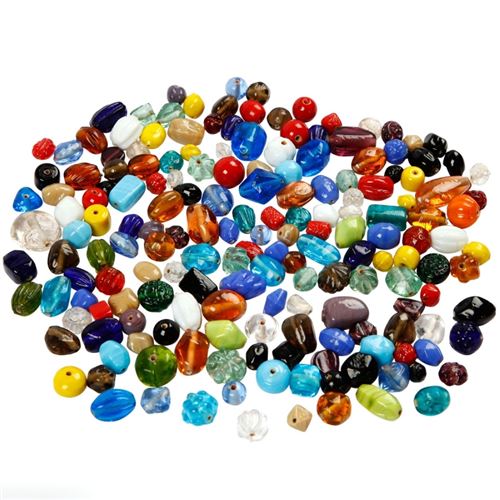 Assortiment de perles en verre - Multicolore - Environ 600 pcs