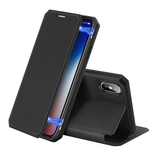 Coque en TPU flip magnétique avec porte-carte noir pour votre Apple iPhone XS Max 6.5 pouces