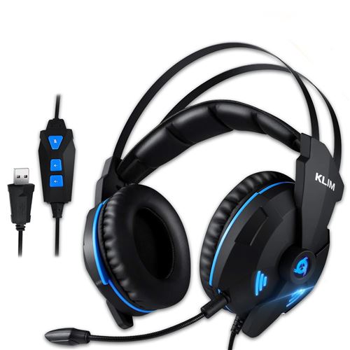 KLIM IMPACT V2 - Casque gamer USB - Son 7.1 Surround + Isolation - Audio Haute Qualité + Fortes Basses - Micro Casque Gaming Jeux Vidéo pour PC PS4 - Versione 2
