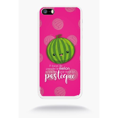 Coque Force De Prendre Le Melon Tu Vas Finir Par Avoir La Pastque Fond Rose Compatible Apple Iphone 5s Silicone Blanc Mat