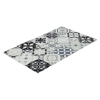 tapis de cuisine en vinyle effet carreaux de ciment mosai 49 5x83 cm noir et blanc achat prix fnac