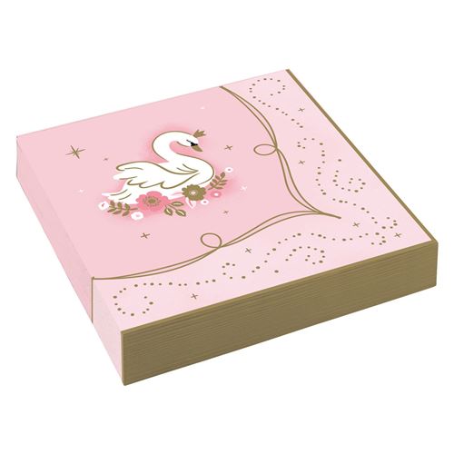 Amscan serviettes princesse 33 x 33 cm papier rose16 pièces