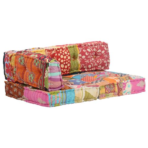 vidaXL Palletbankkussen stof patchwork meerkleurig