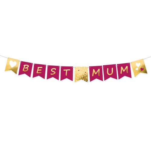 Amscan ligne de drapeau Best Mom 180 x 15 cm papier rose/or