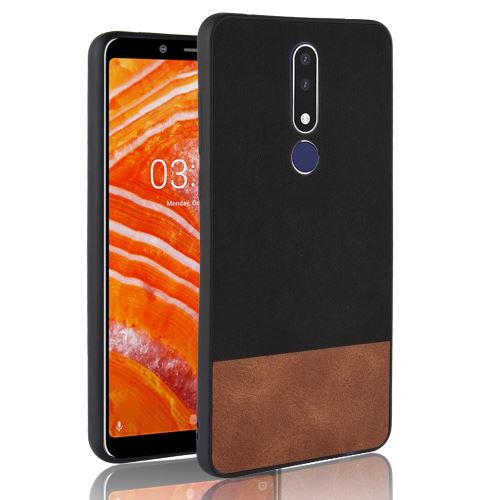 Etui en PU hybride d'épissure bicolore noir pour votre Nokia 3.1 Plus