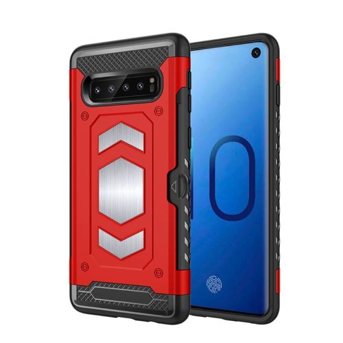 Coque en TPU hybride avec porte-cartes rouge pour votre Samsung Galaxy S10